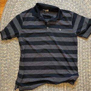Men's Callaway Black and Gray Striped dri-fit golf shirt